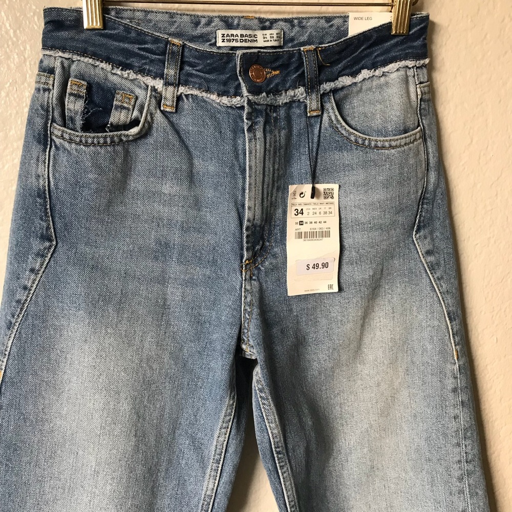 NWT Zara Wide Leg High Rise Denim - Picture 2 of 8